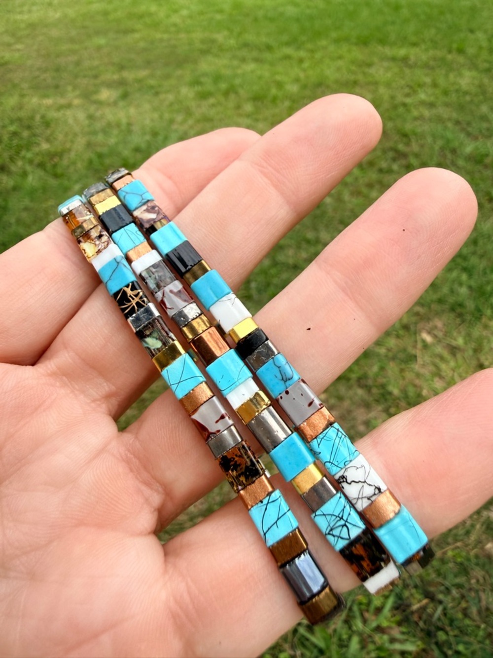 Turquoise Multi-Stack Beaded Bracelet Set - Women's Jewelry